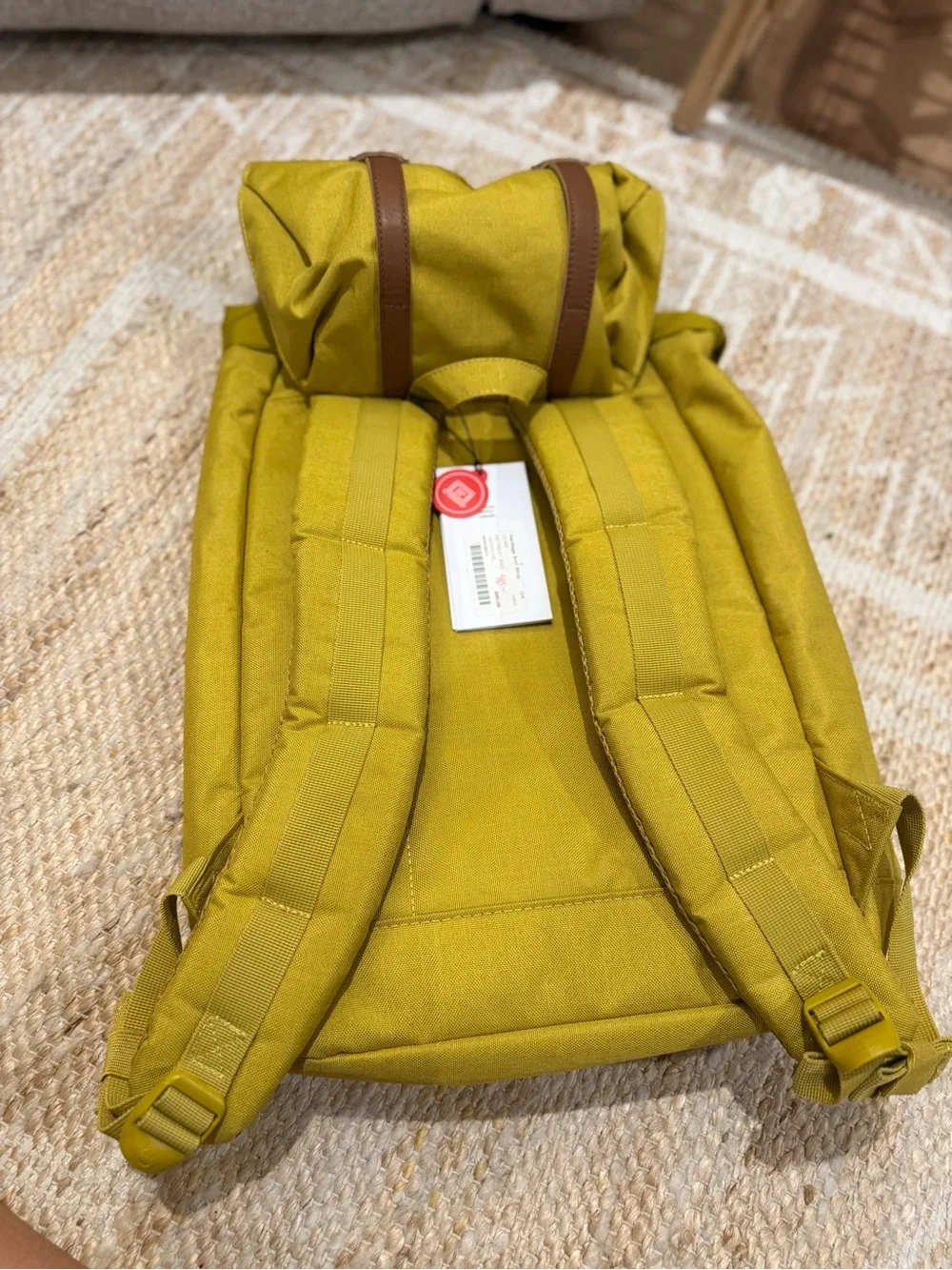 Herschel Supply Company Mustard Yellow Roll-Top Backpack with Brown Straps